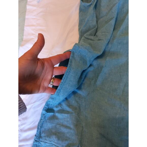 Pure Jill Women's M Chambray Blue Linen Blend Sleeveless Midi Shift Soft Dress - Picture 8 of 9